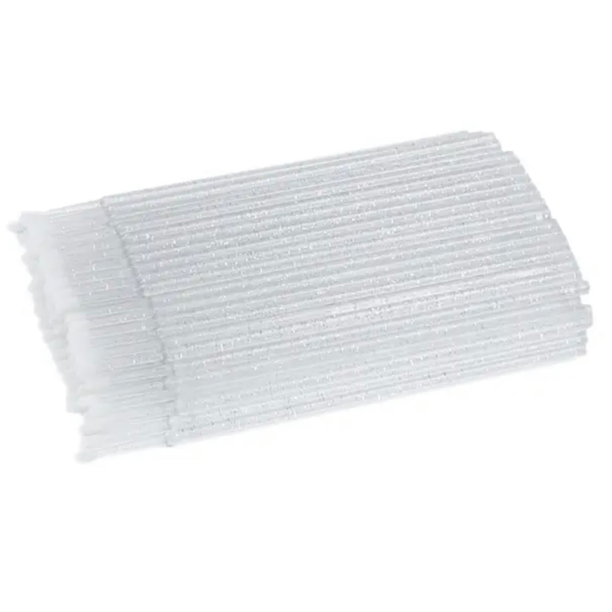 Clear, glitter-infused hot glue sticks, ideal for crafting and DIY projects, pack of 50, 4 inches long.